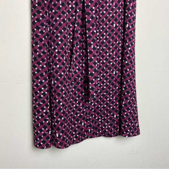 CECE Dress Womens Size 8 Tie Neck Sleeveless Geo Print Maroon Black Corpcore - Picture 2 of 11